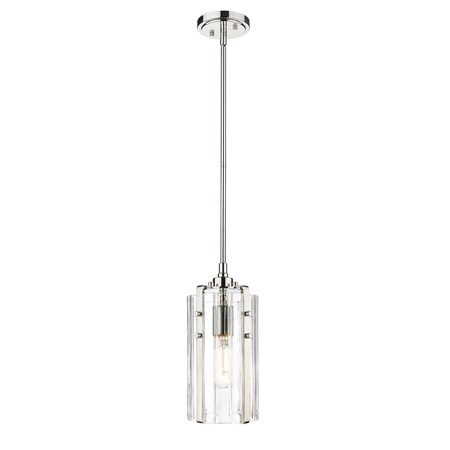 Z-Lite Alverton 1 Light Mini Pendant, Polished Nickel & Clear 3036MP-PN